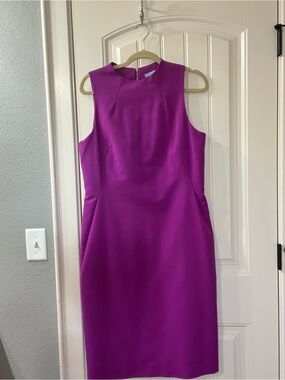 ANTONIO MELANI Sleeveless Magenta Sheath Midi Dress